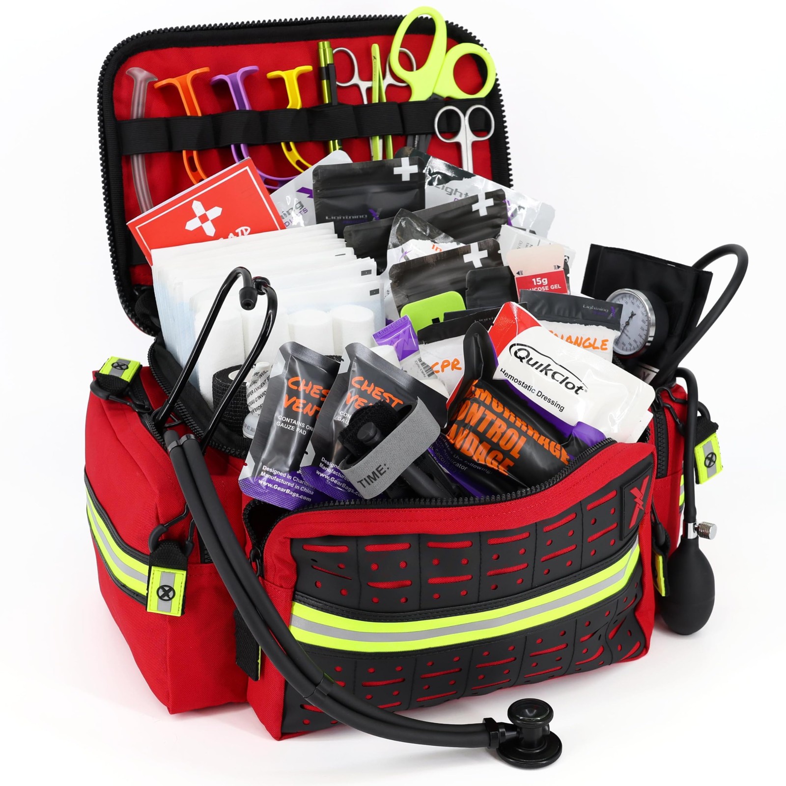 Lightning X Mid-Sized First Responder EMT Bag | LXMB25 | Fully Stocked w/ 248…