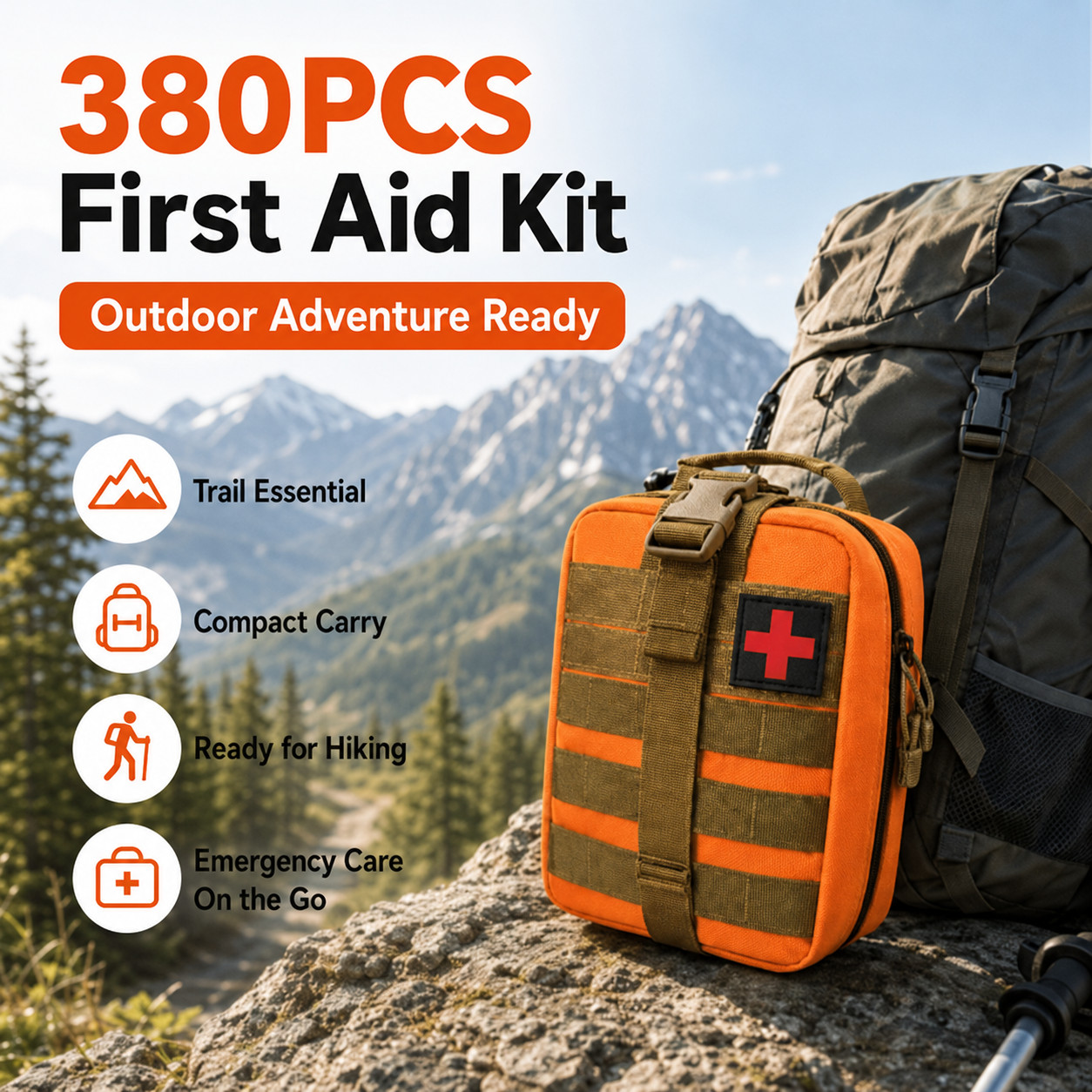 380-piece first aid kits for home, car, office, outdoor camping, hiking,