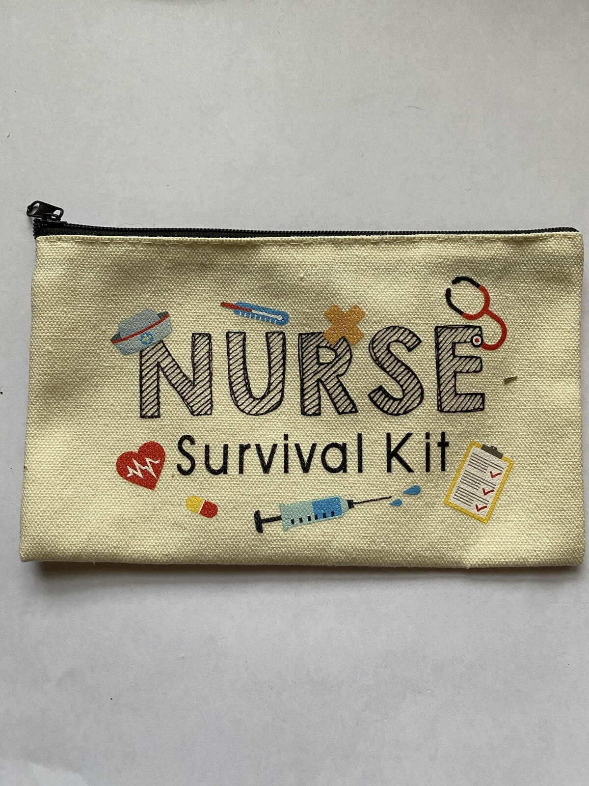 Nurse Survival Kit Zip Up Canvas Cloth Carrier Holder Empty