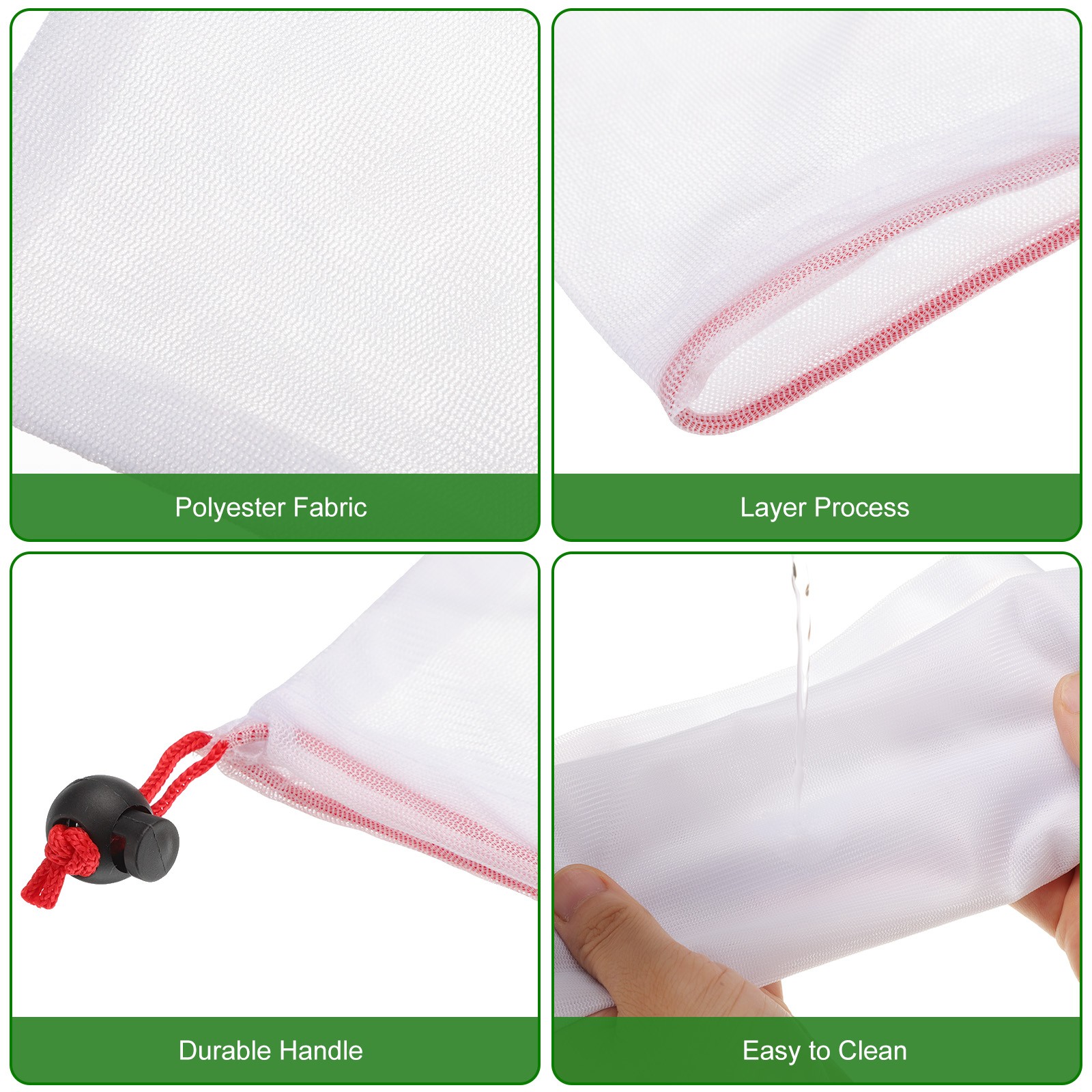 Reusable Mesh Produce Storage Bags Washable Bag (Set of 20Pcs,White and Red)