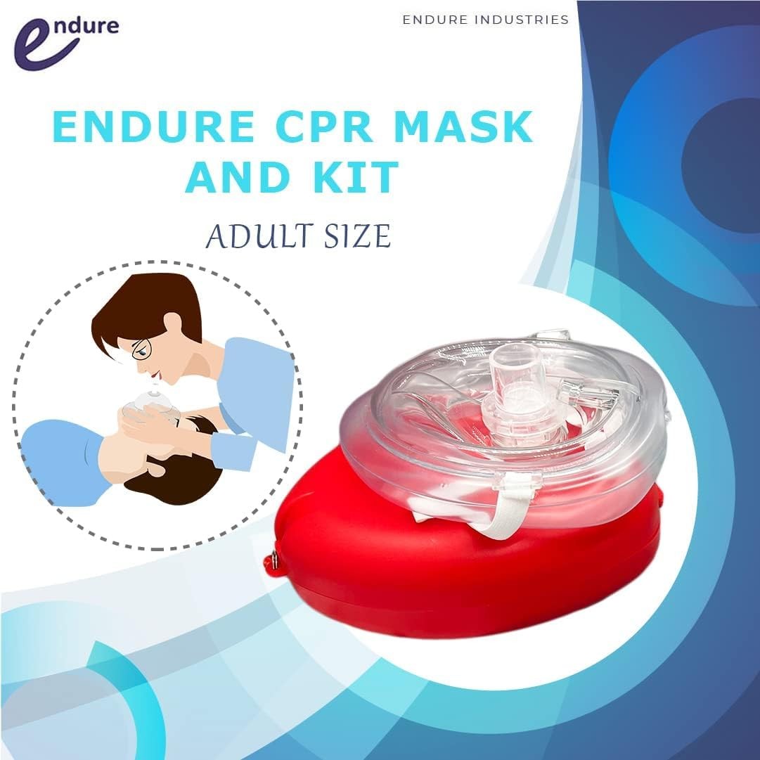 Endure Adult CPR Mask and Kit, 6 Pack of First Responder Kit in a Red Soft…