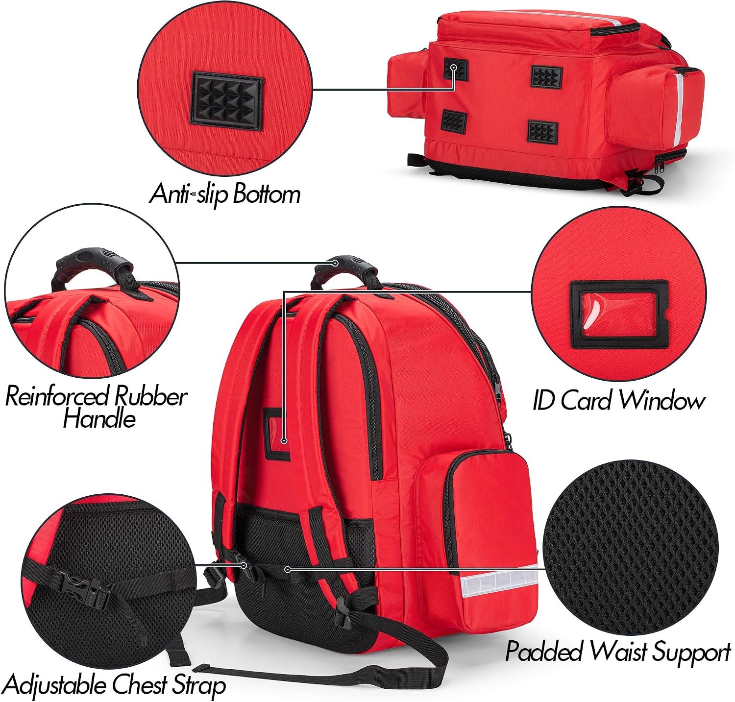 First Responder Bag Trauma Backpack Empty, Medical Emergency Kits Storage Jump B