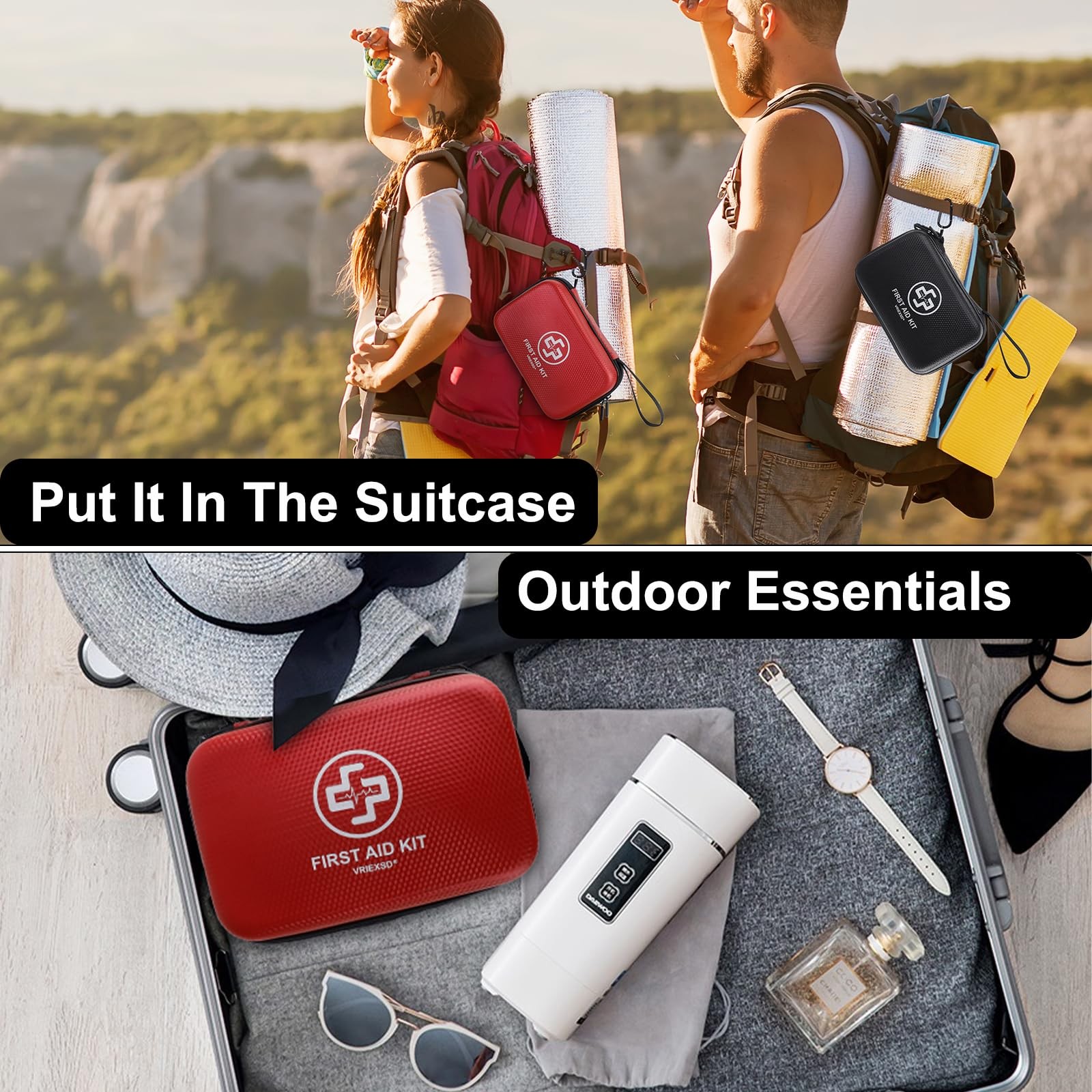 VRIEXSD Premium First Aid Kit 320 Piece Waterproof Hard Shell Eva First Aid K…