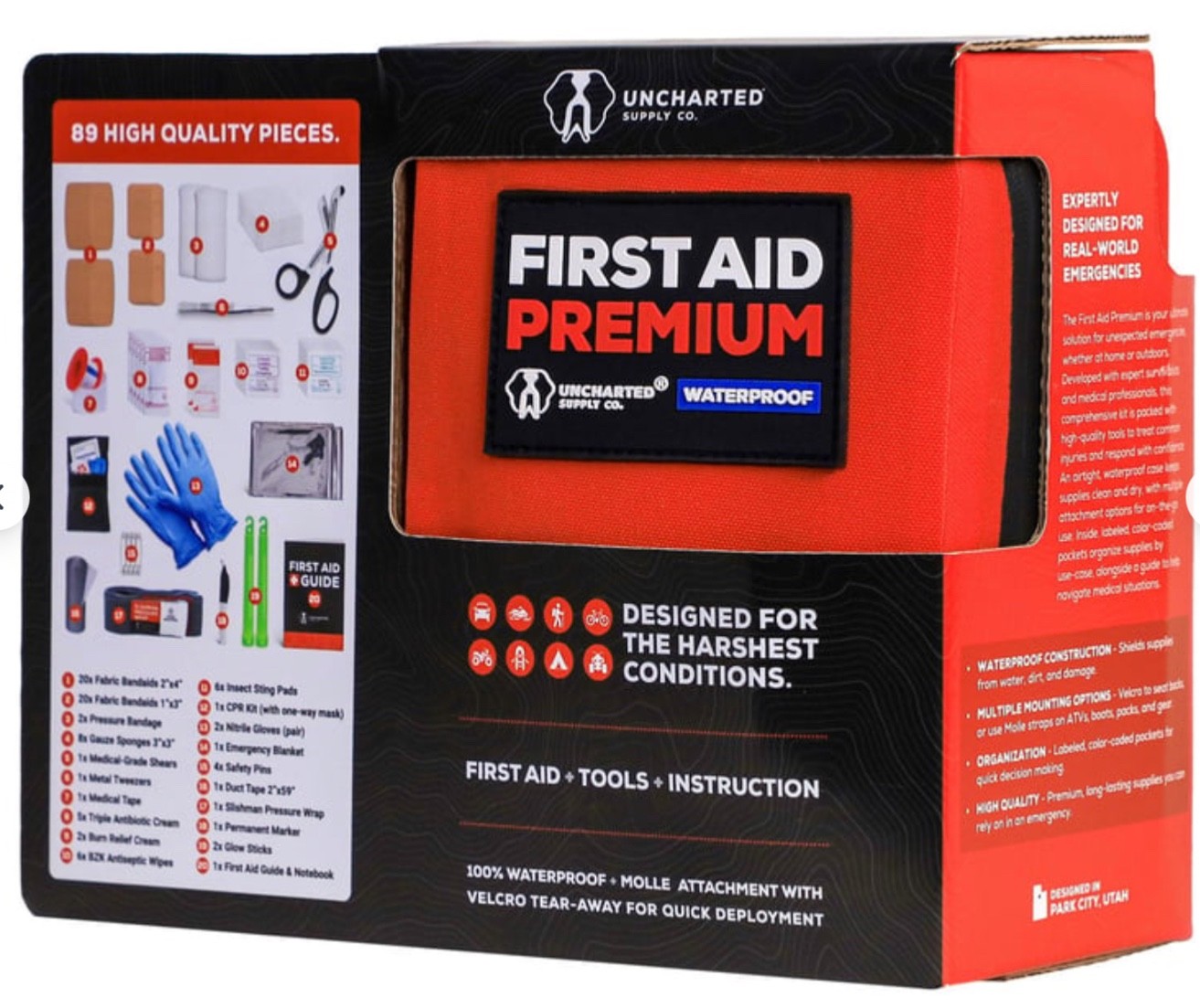 First Aid Kit Uncharted, 89-pieces Made In USA