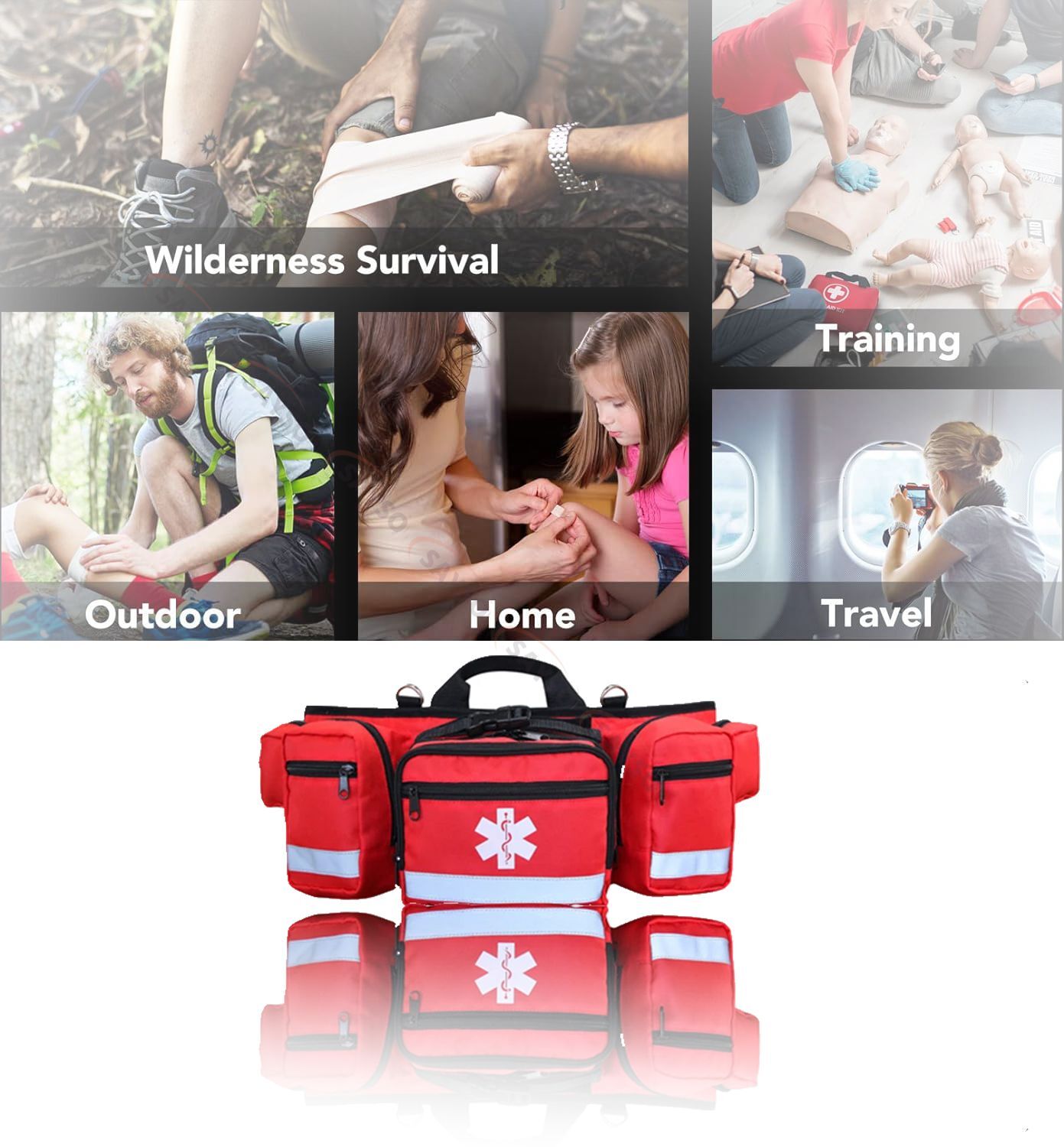 First Aid Kit Bag Portable Storage Bag Package For Hiking Travel Home Emergency