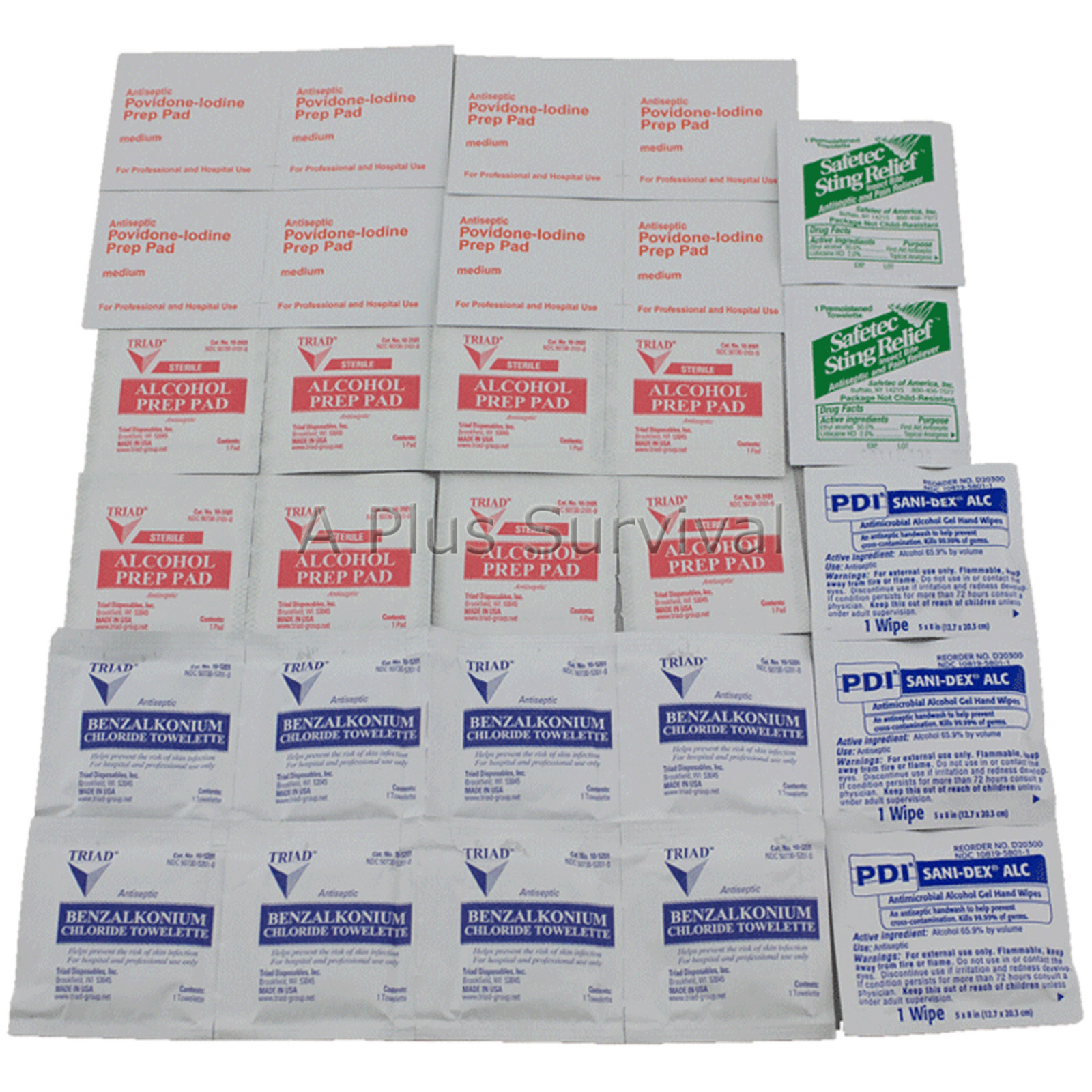29 Piece – Wipes and Prep Pads Refill First Aid Emergency Sports School Work Kit