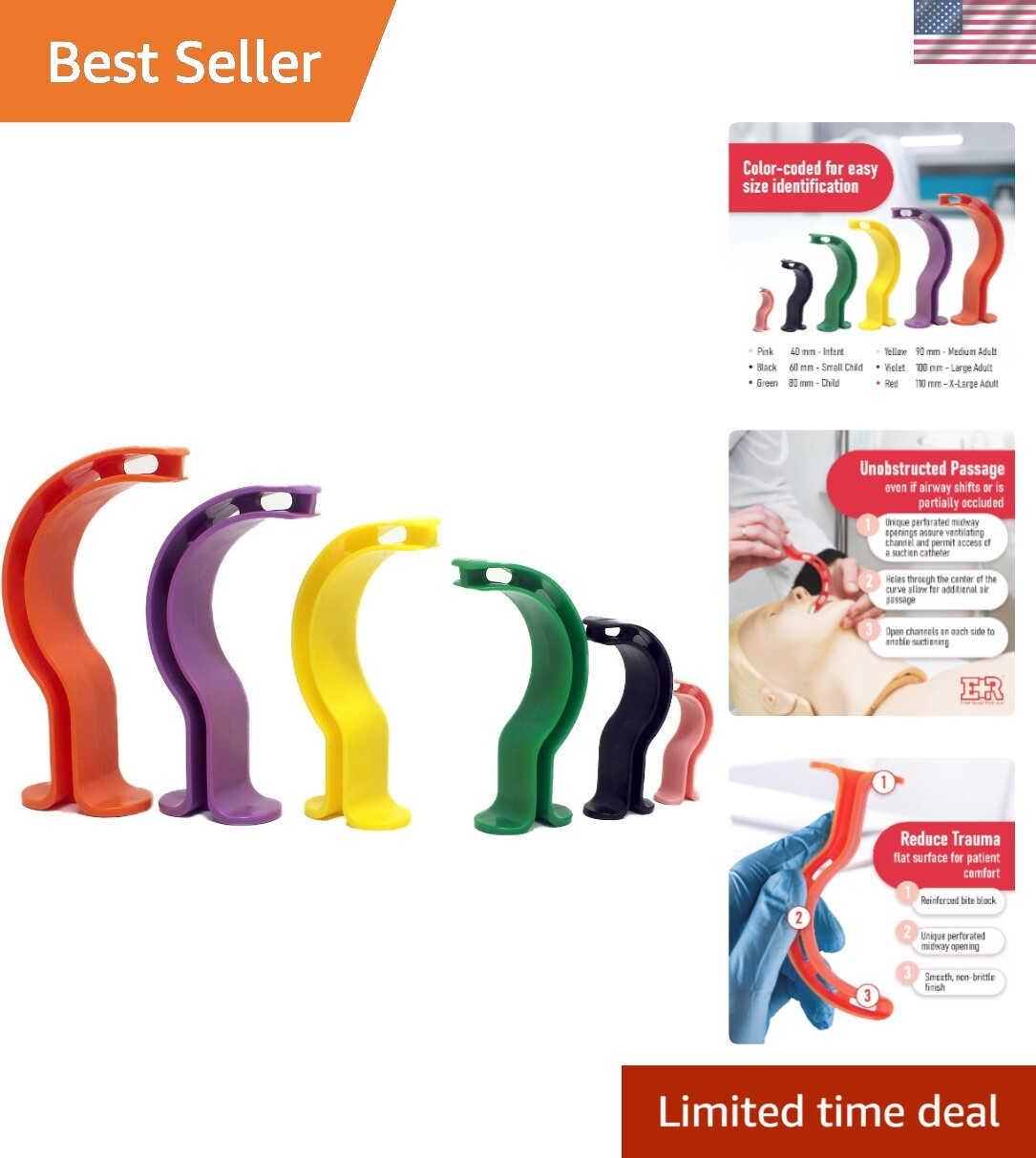 Emergency Airway Management Kit with Disposable, Reinforced Bite Block Design