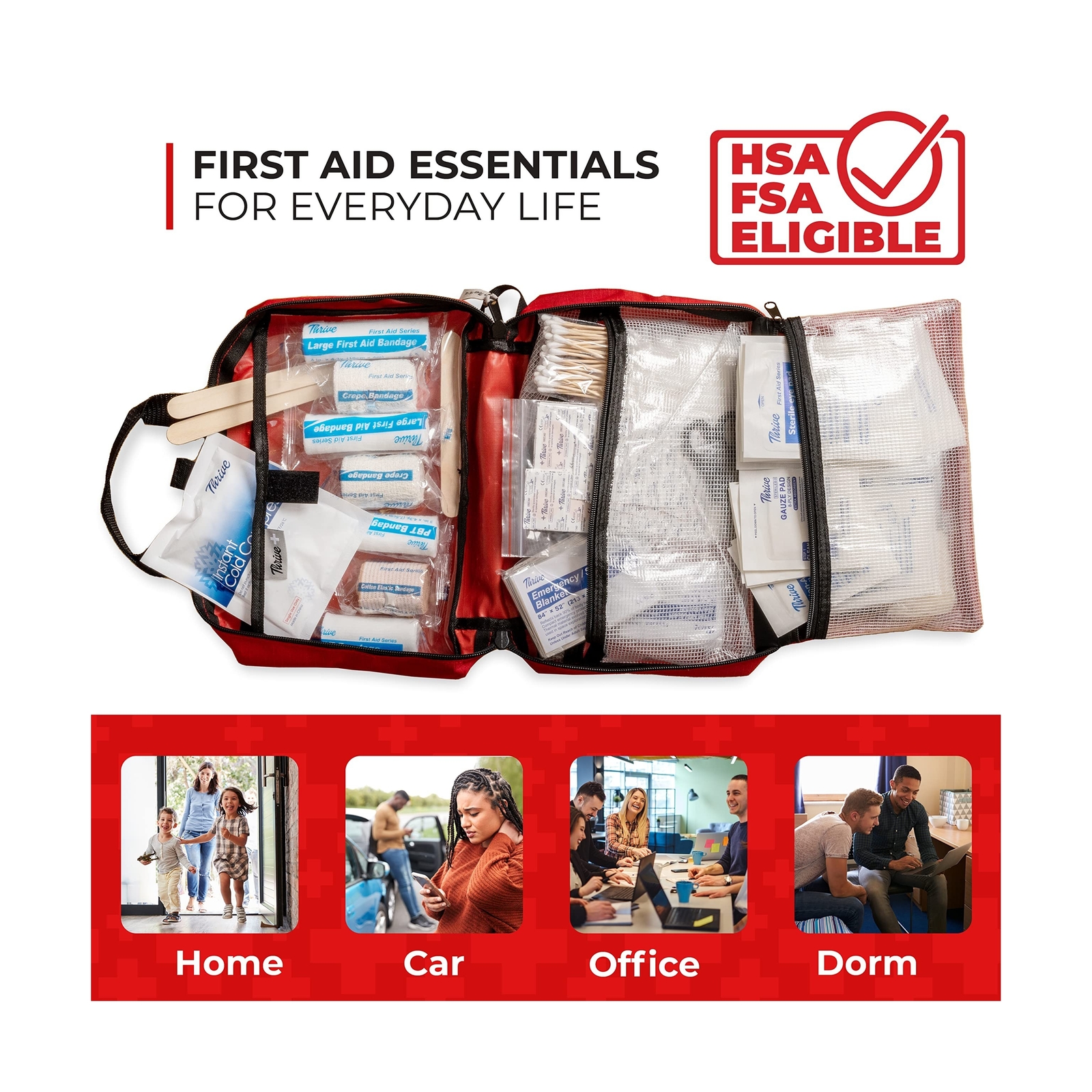 Thrive 291 Piece First Aid Kit – Home Essential FSA HSA Approved Products Inc…