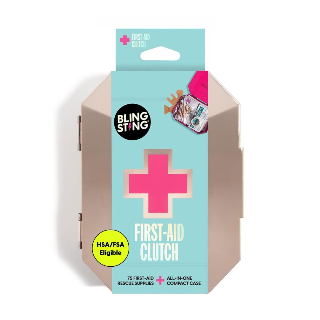 BLINGSTING First Aid Kit – 75 Essential 1 Count (Pack of 1), Rose Gold