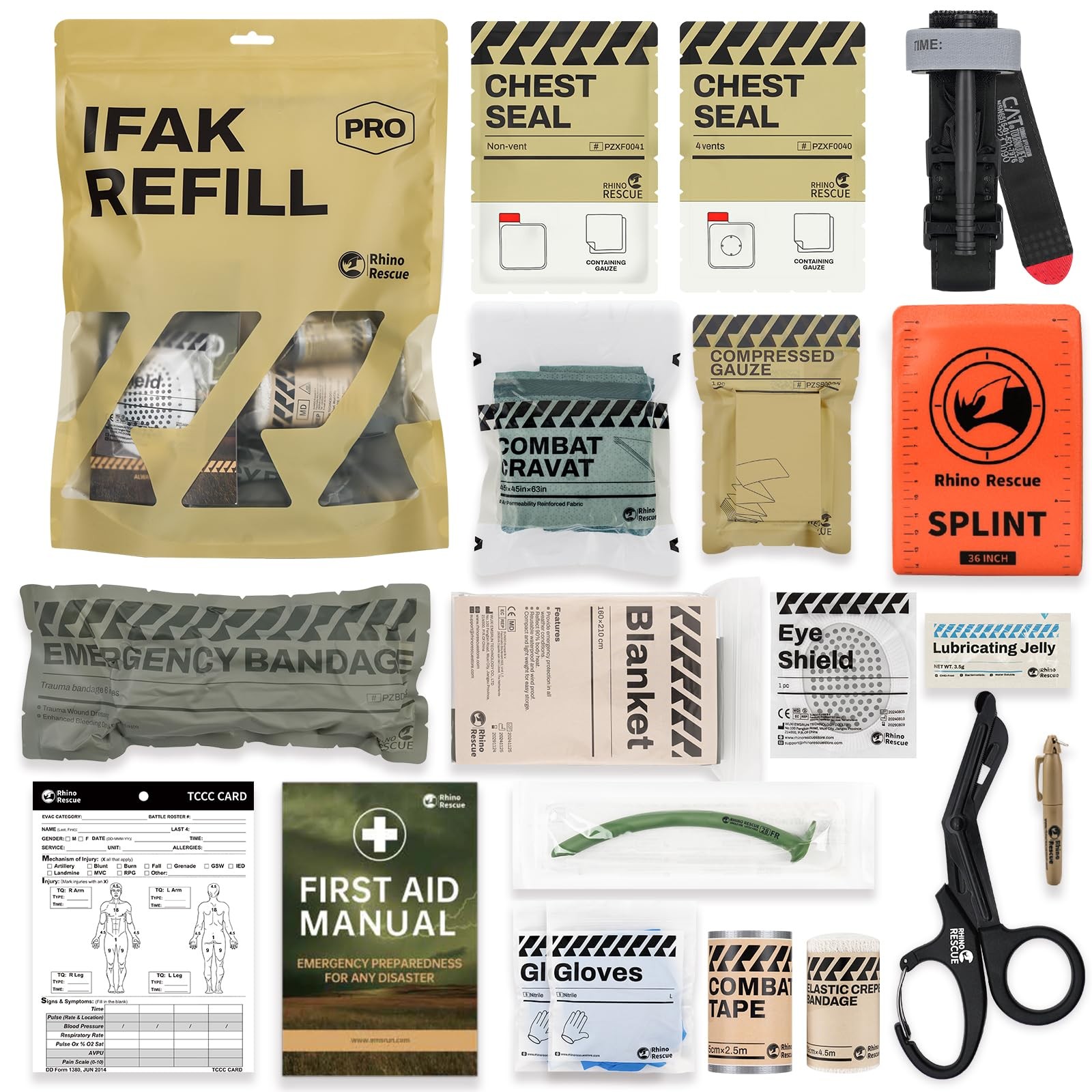 IFAK Refill Kit 17Pcs with CAT Gen-7 Tourniquet, Emergency Tactical First Aid…