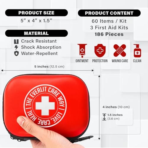 EVERLIT CARE Mini-Aid First Aid Kit | Compact & Lightweight Case with