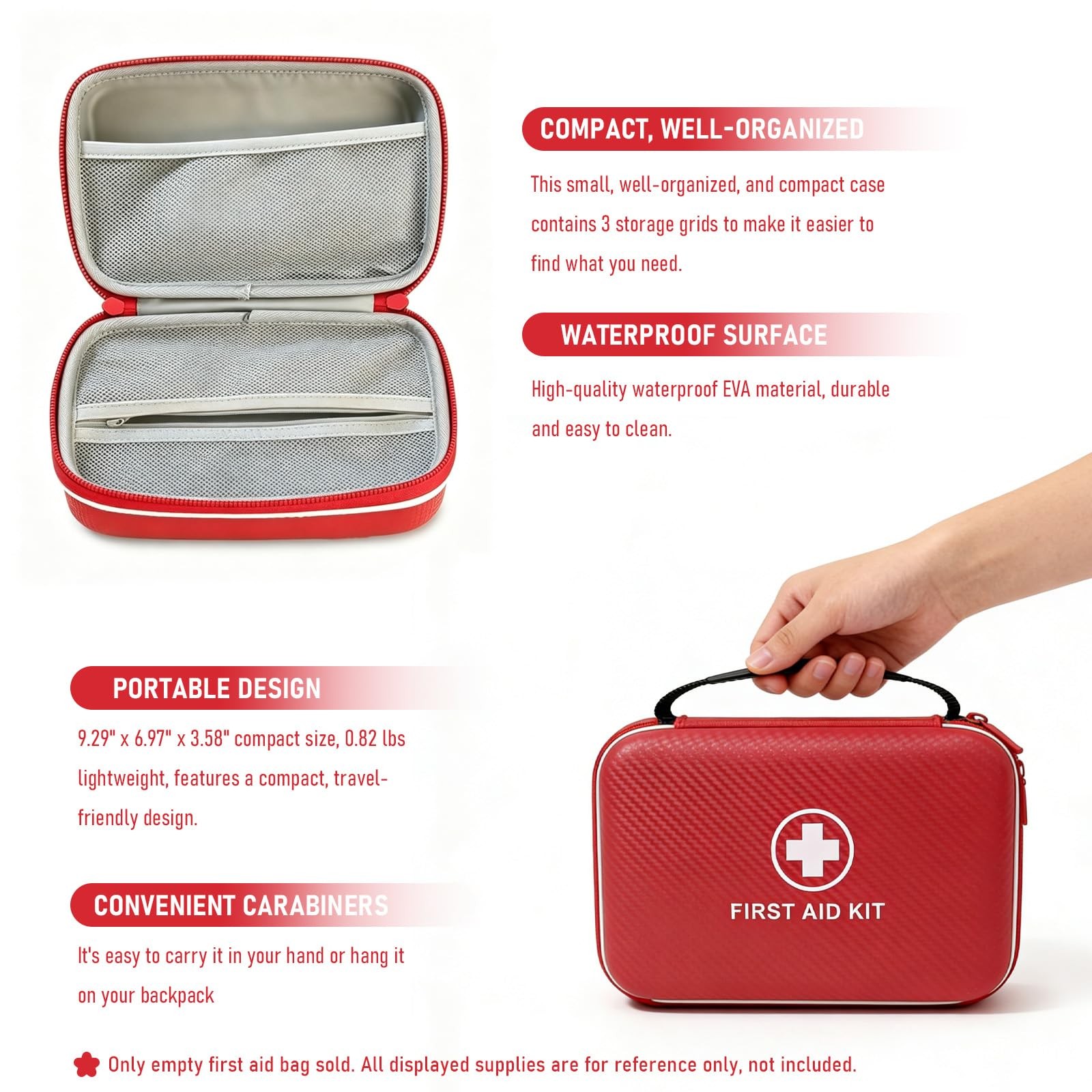 First Aid Kit – Compartments Kit with EVA Hard Shell, Large Capacity for Vari…