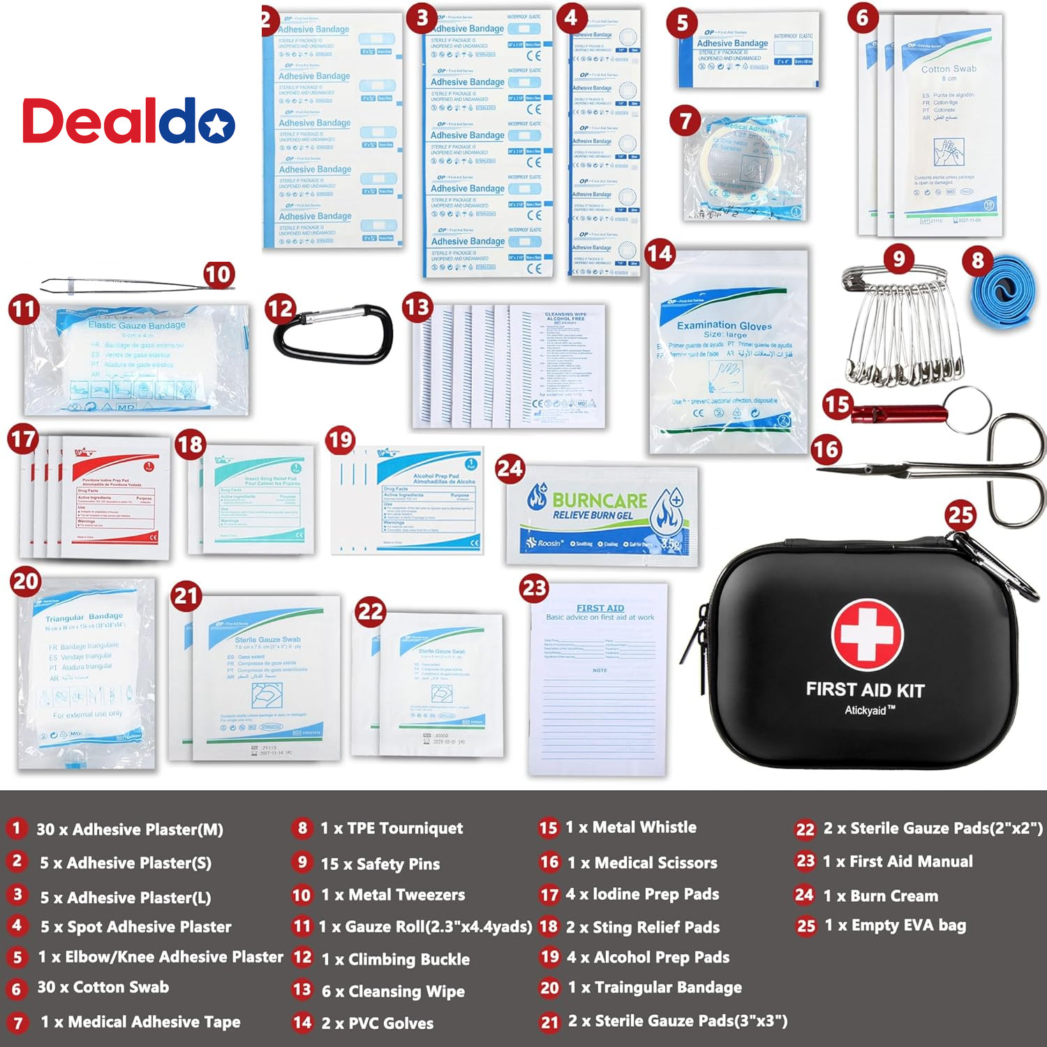 Mini First Aid Kit – 120 Piece Small Waterproof Hard Shell Medical Kit for Car,