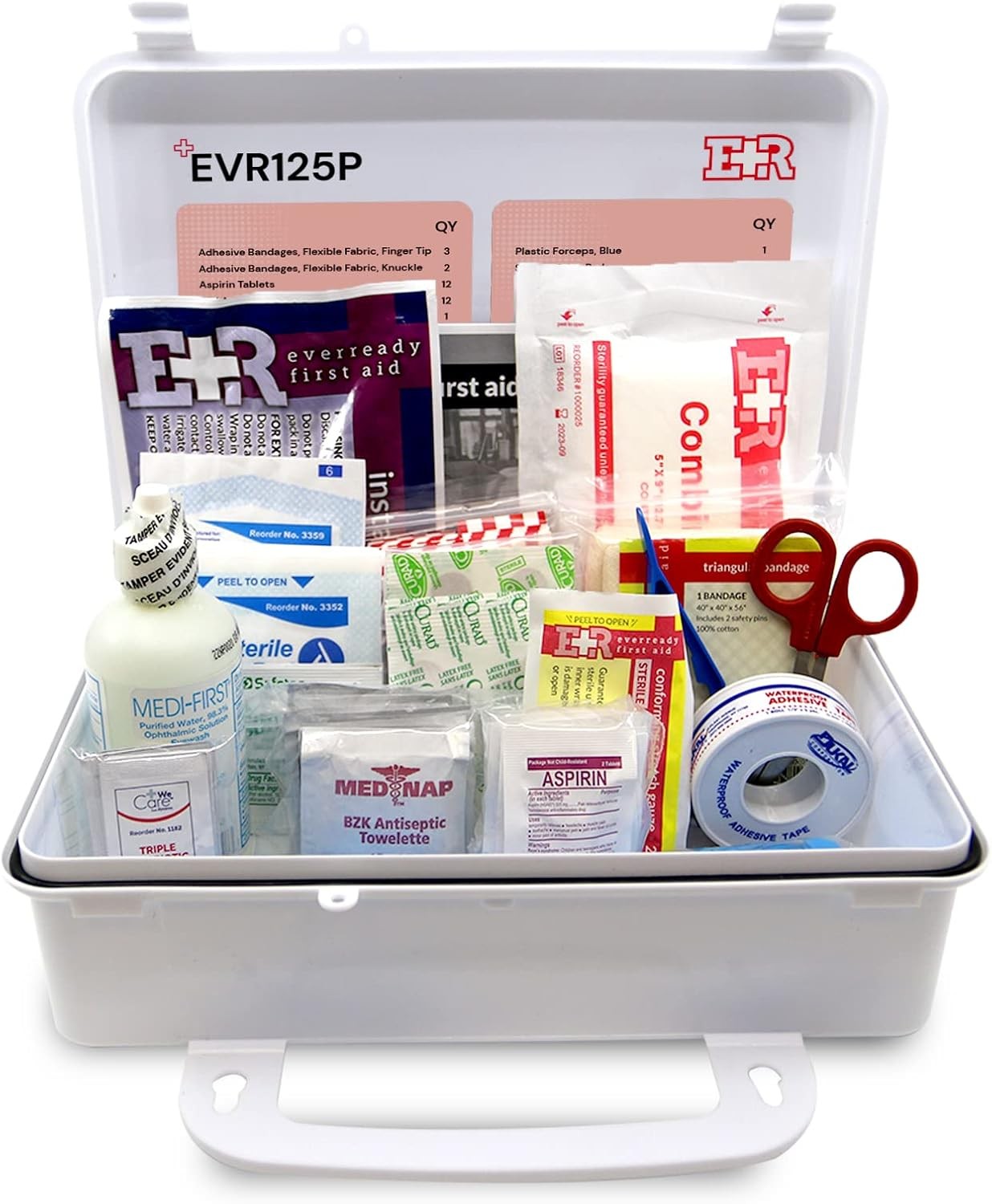 First Aid 107 Piece 25 Person First Aid Kit with Plastic Case