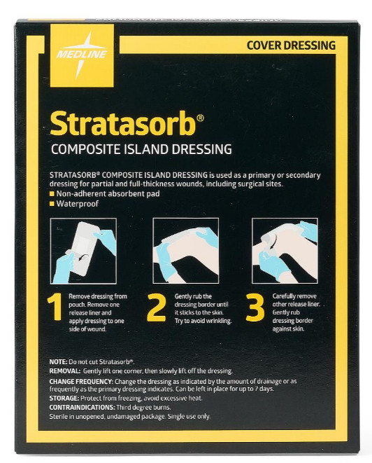 Stratasorb Composite Adhesive Island Wound Dressings, 4" x 4" Box of 10