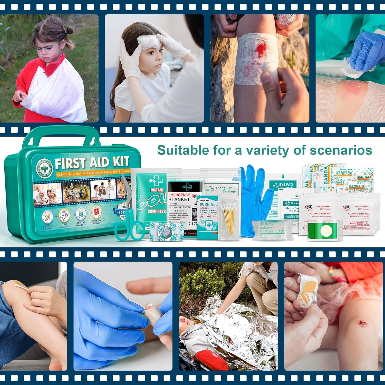 General Medi 150 Pieces Hardcase First Aid Kit – First Aid Box Contains Premium