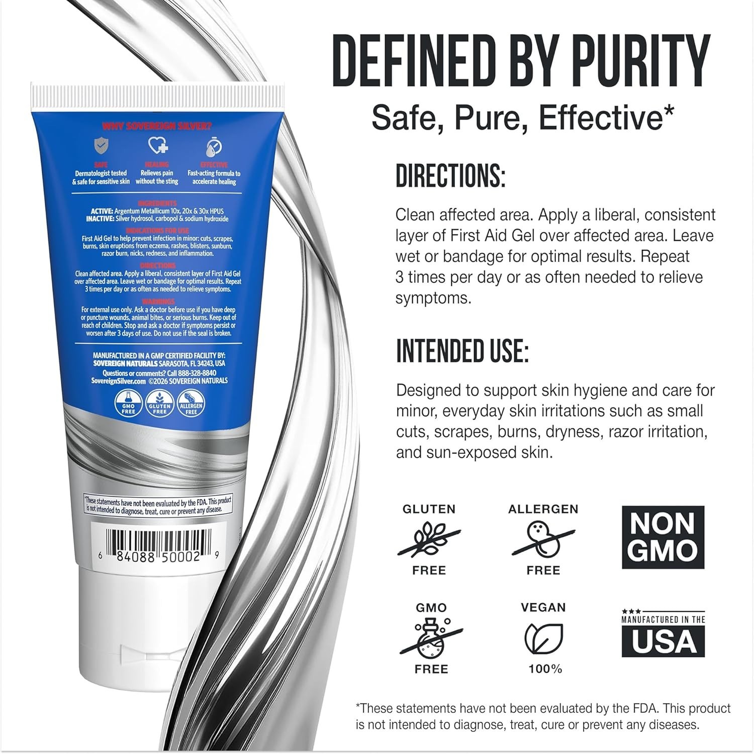 First Aid Gel 2 oz – Non-Stinging Skin Care with Silver for Sensitive Skin