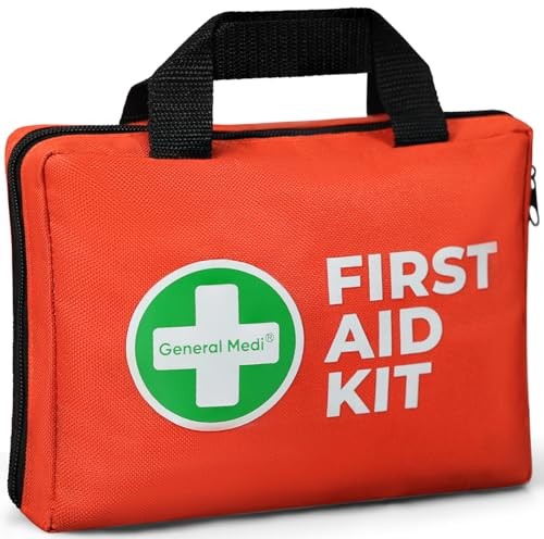 General Medi 250 Piece Small First Aid Kit – Foil Blanket, Cold Pack, Scissors