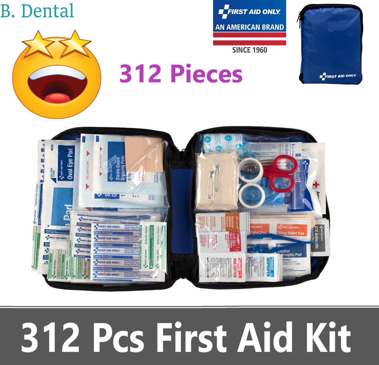 312 pcs First Aid Kit Emergency Bag Home Car Outdoor, All Purpose Kit, Portable