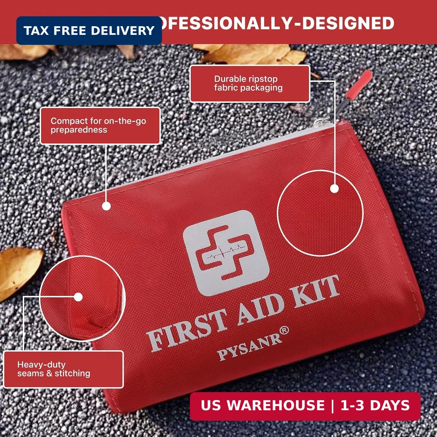 Small First Aid Kit, 150 Piece with Foil Blanket & Scissors, Mini First Aid Bag