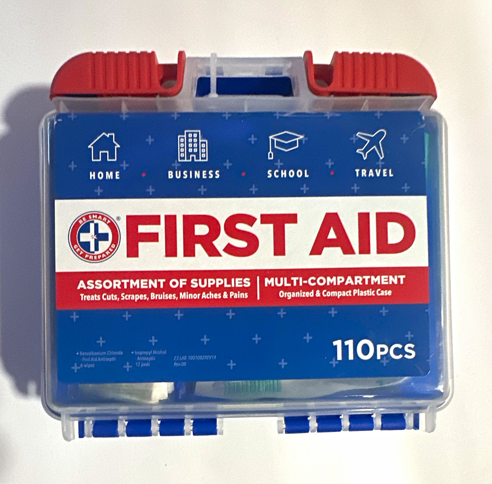 BE SMART GET PREPARED Portable Multi-Compartment First Aid Set 110pc Sterile