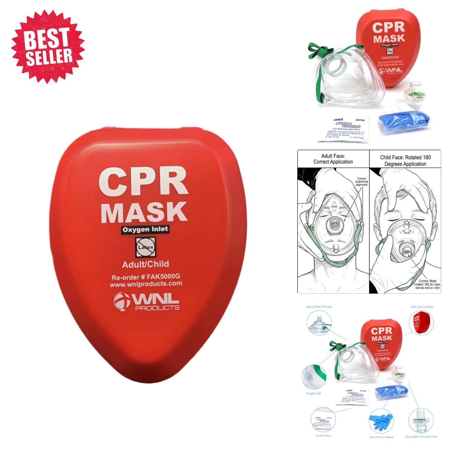 CPR Rescue Mask for Adults & Children – First Responder Hard Case Kit Included
