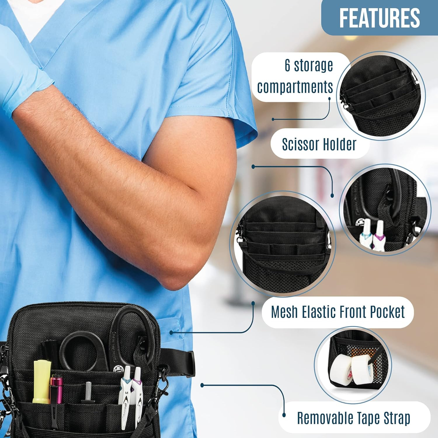 4-In-1 Nurse Fanny Pack with Medical Gear Pockets, Tape Holder, and Utility Stor