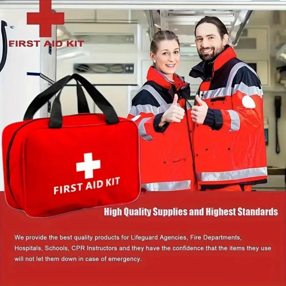173pcs Large First Aid Kit: Portable Bag For Outdo