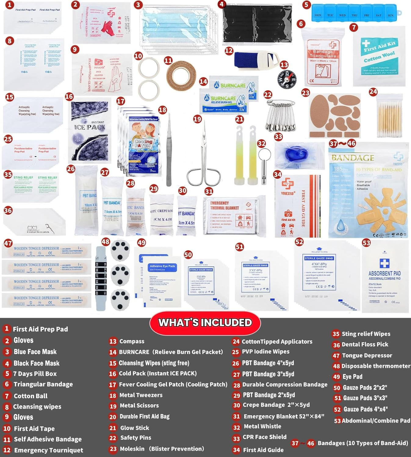 VRIEXSD 400 Piece Large First Aid Kit Premium Emergency Kits for Home, Office, C