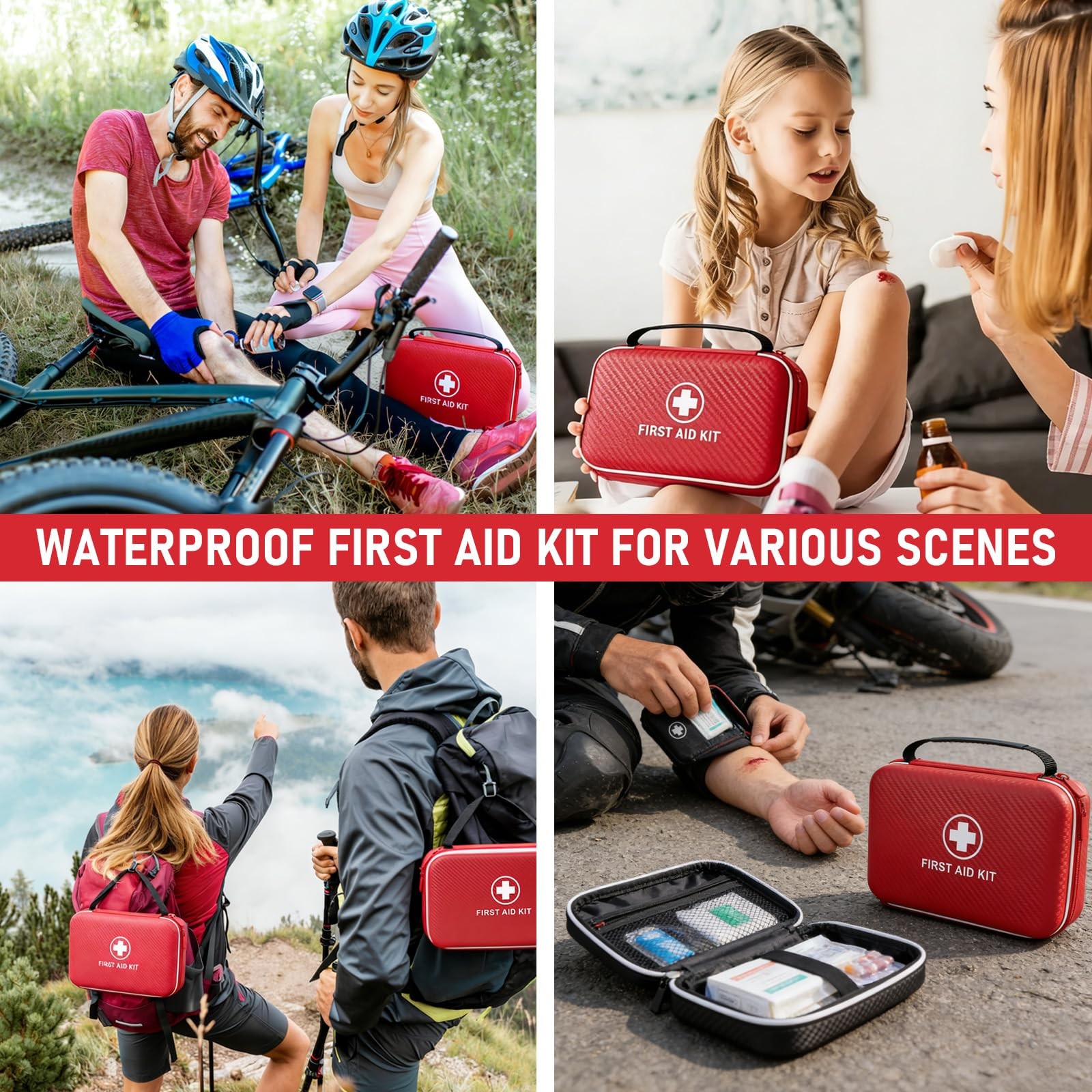 First Aid Kit – Smart Compartments Medical Kit with EVA Hard Shell, Large Cap…