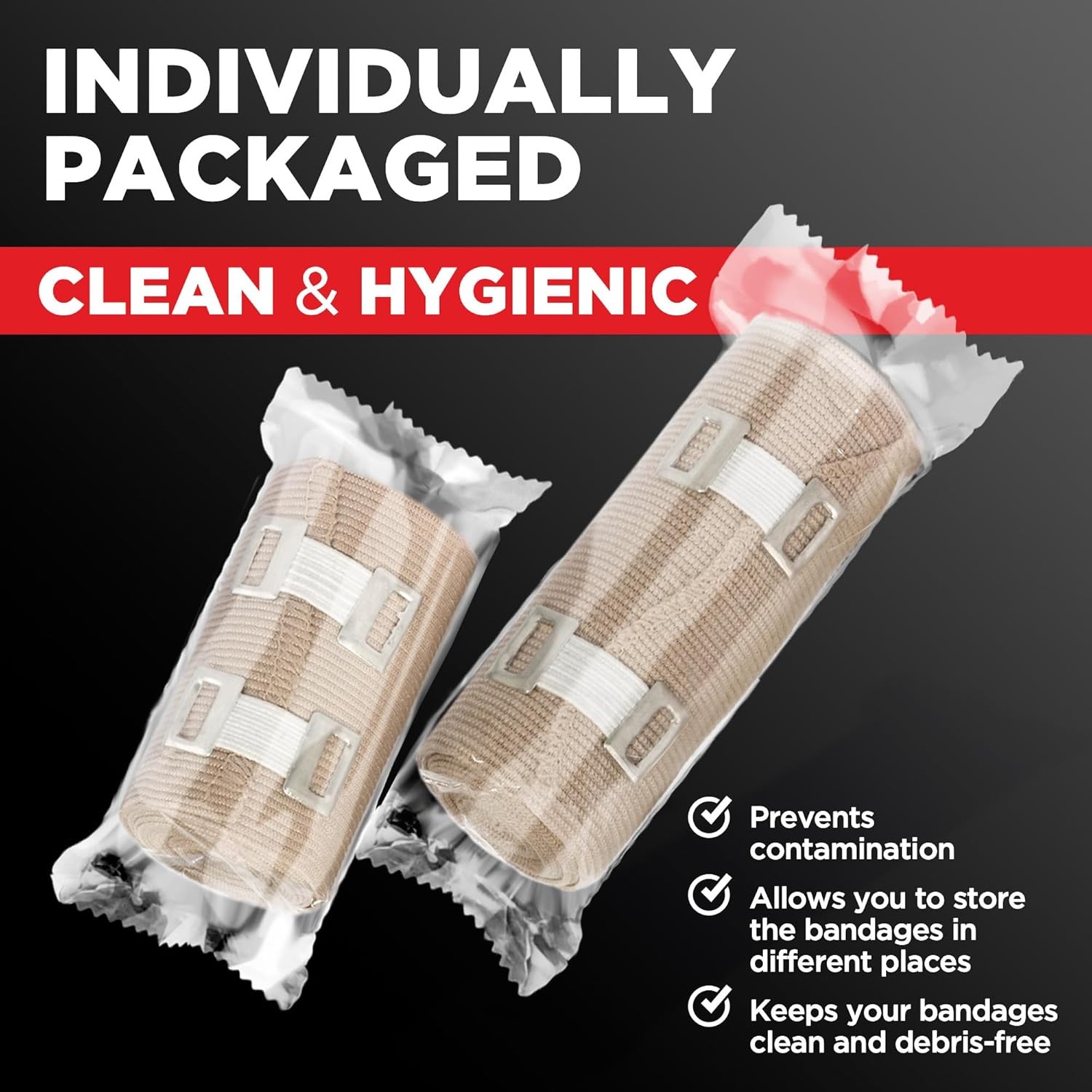 Premium Elastic Bandage Wrap – 4pk (2x3in, 2x4in) + 12 Extra 4 Piece Set