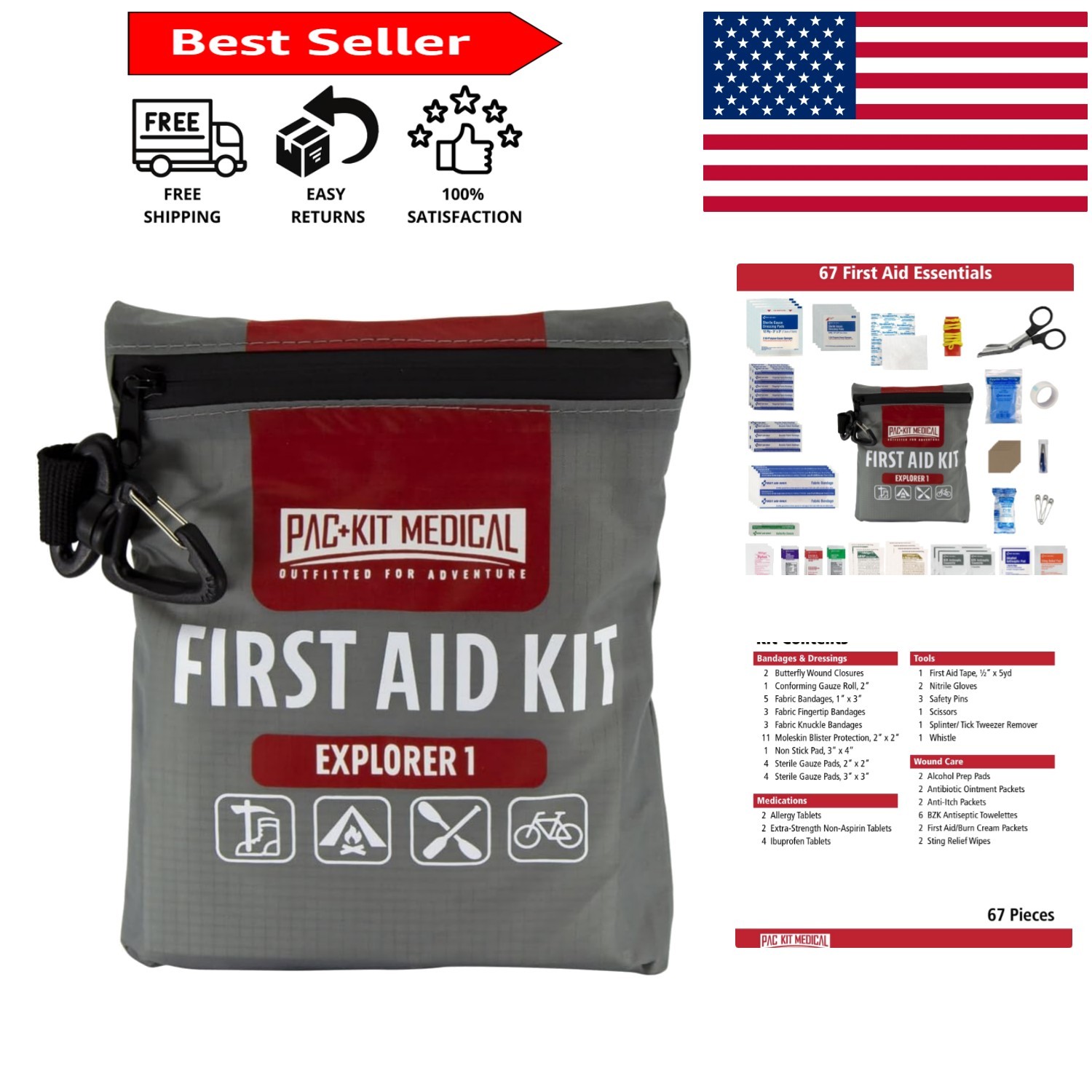 67-Piece Waterproof First Aid Kit for Outdoor Activities – Compact & Reliable