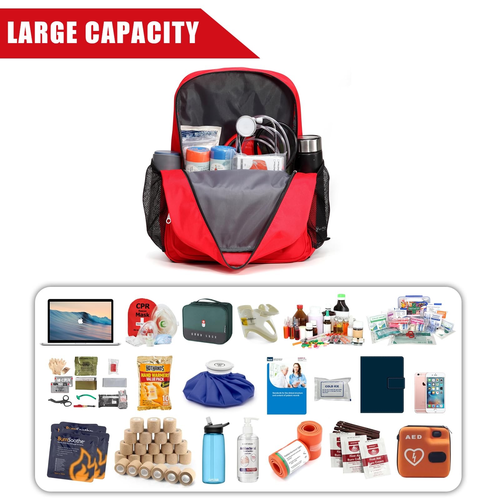 First Aid Backpack Emergency Medical Empty Waterproof Survival First Responde…