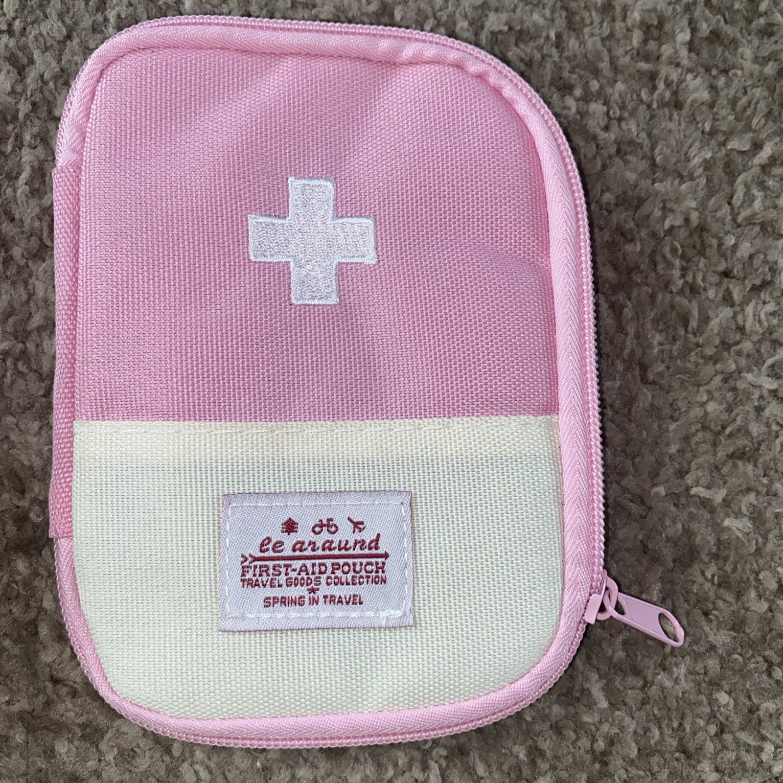 LeAraund Pink Zip First Aid Bag Empty Mini Travel Pouch Portable Medical Outdoor