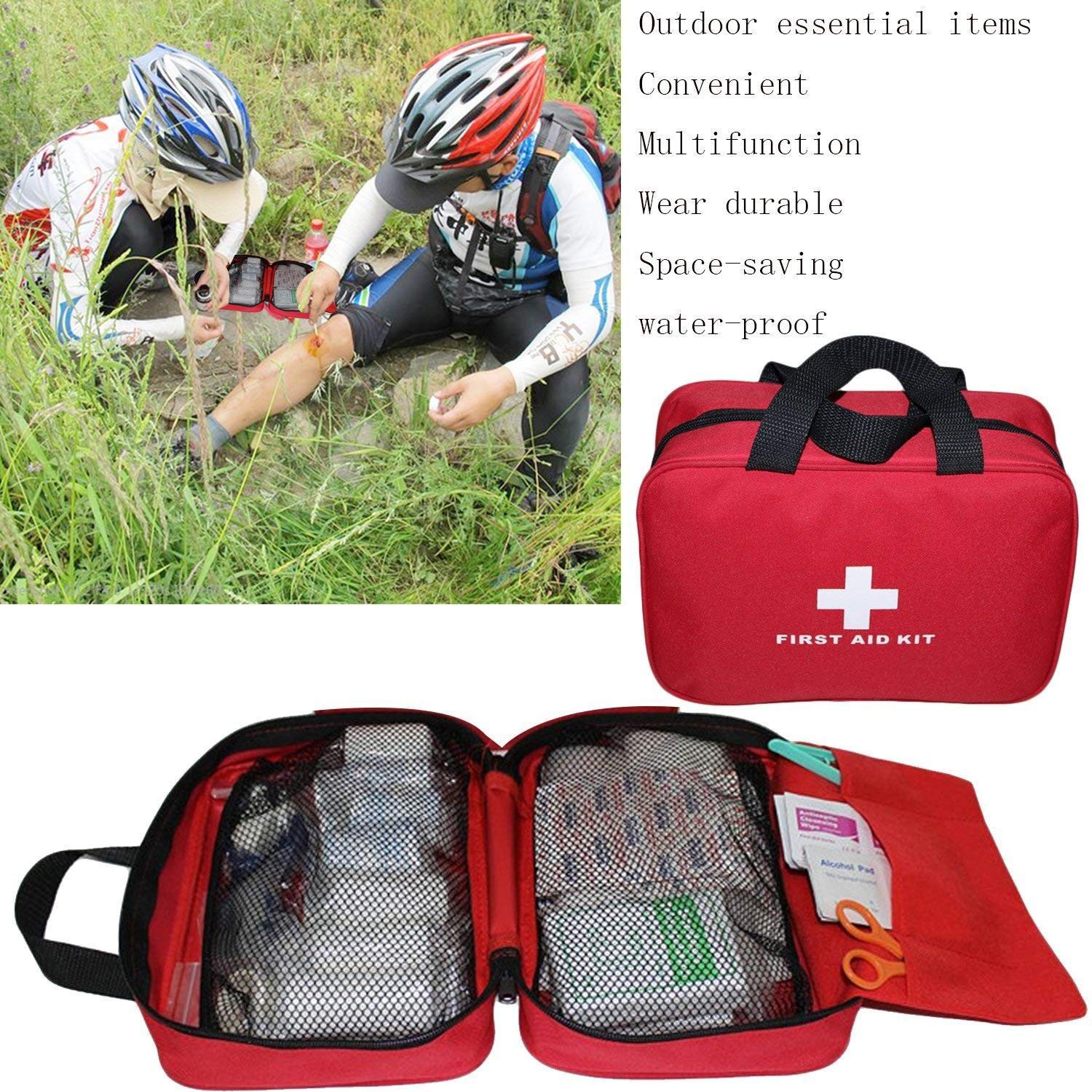 Nylon First Aid Empty Kit,Compact Waterproof Lightweight First Aid Bag Zippered