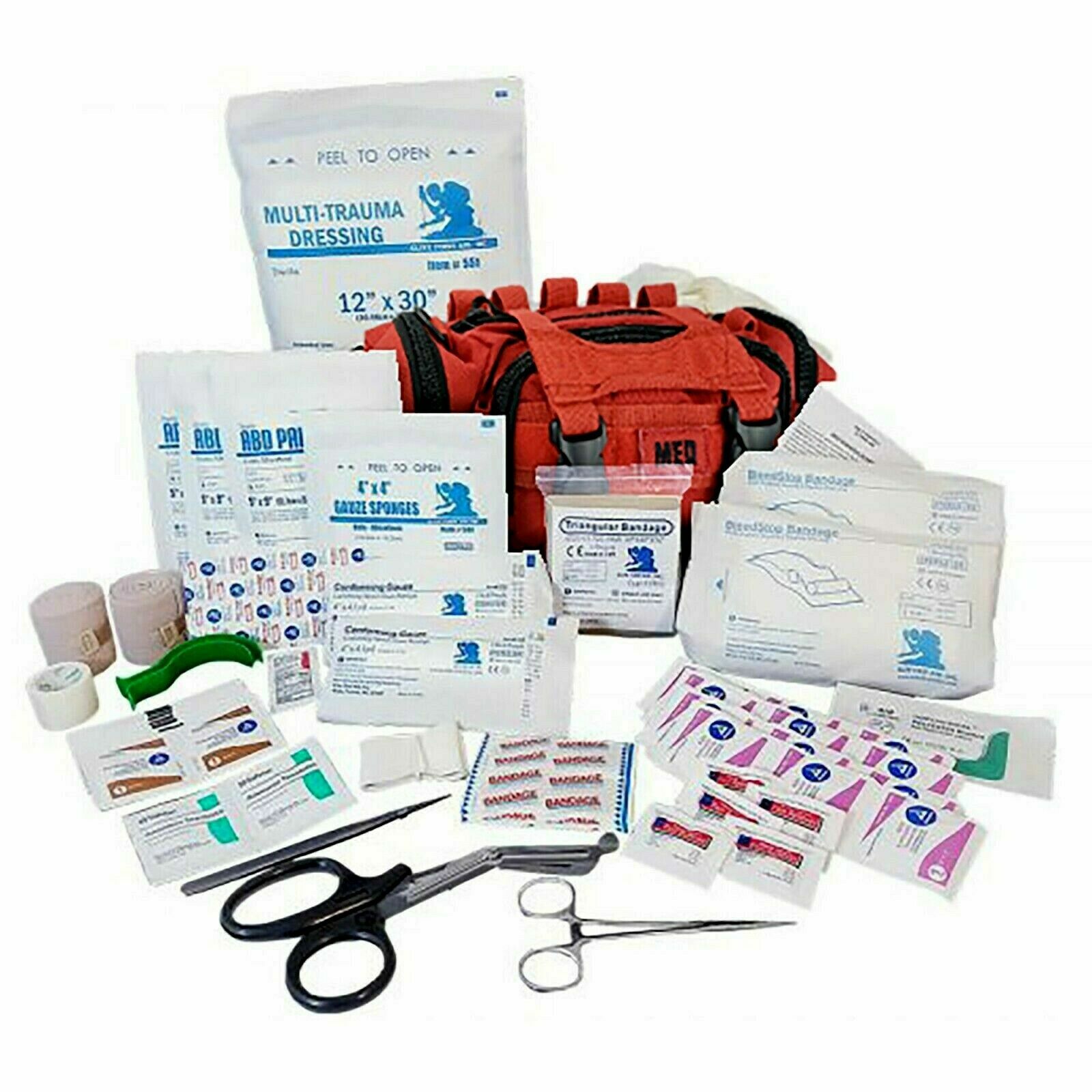 ELITE FIRST AID Rapid Response Bag STOCKED Tactical Medic Trauma Kit Bag RED