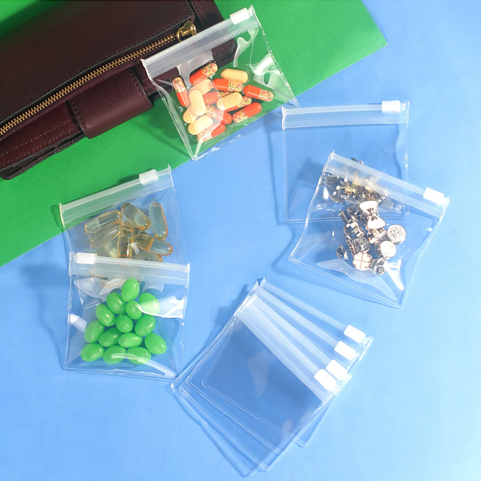 100 Packs Pill Pouch Bags BPA Free 12mil Transparent Pack of 100, Full Clear