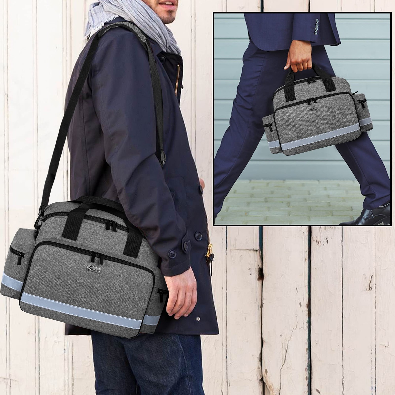 Trunab Home Health Nurse Bag Medical 30,5 x 17,8 x 25,4 centimètres, Grey