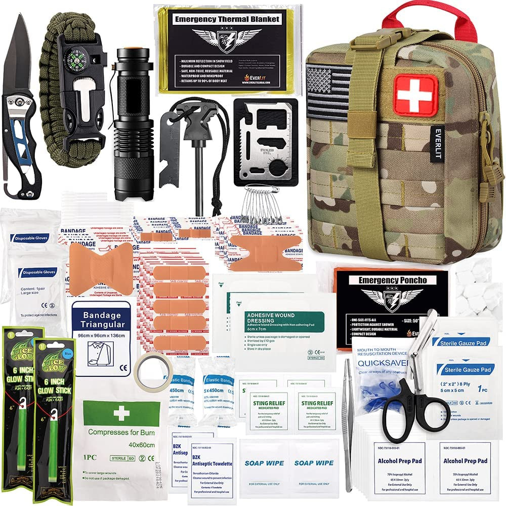 EVERLIT 250-Piece Survival First Aid Kit – IFAK EMT Molle Pouch | Outdoor Gear