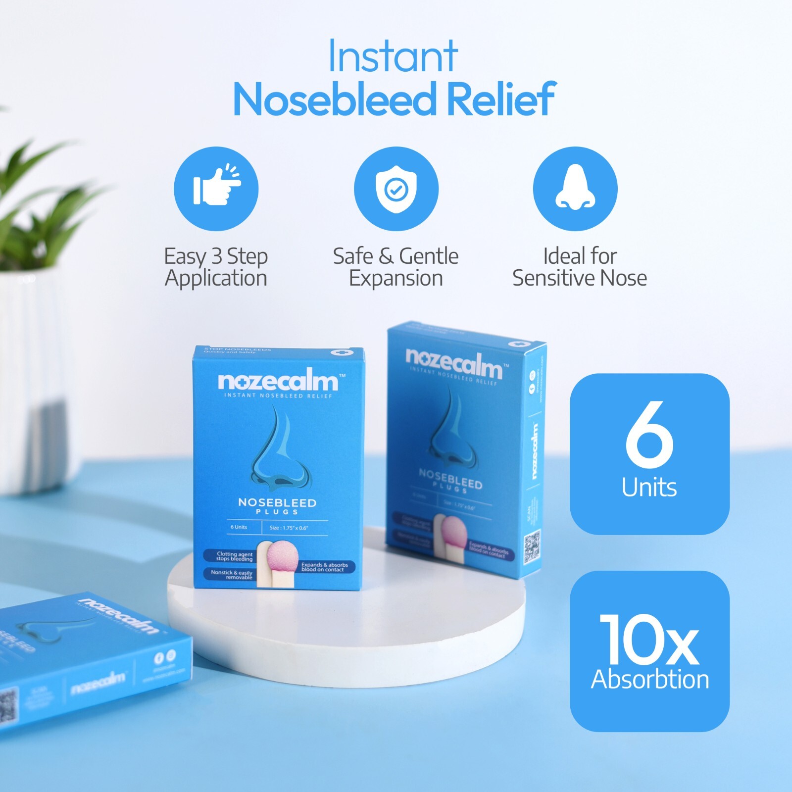 NozeCalm Nose Bleed Stopper – 6 Count