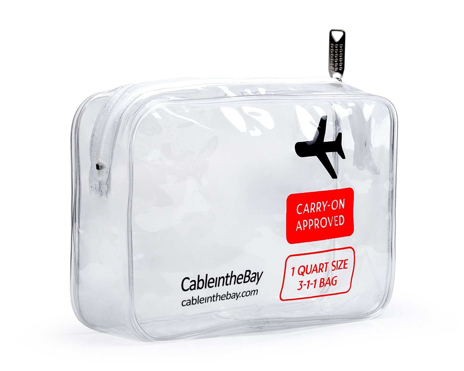 Cableinthebay TSA Approved Clear Travel Toiletry Bag-Quart 1 PACK,