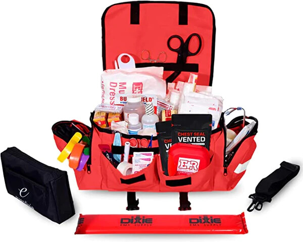 Ever Ready First Aid Fully Stocked EMT Trauma Kit Bandages, Shears, Gauze Pads