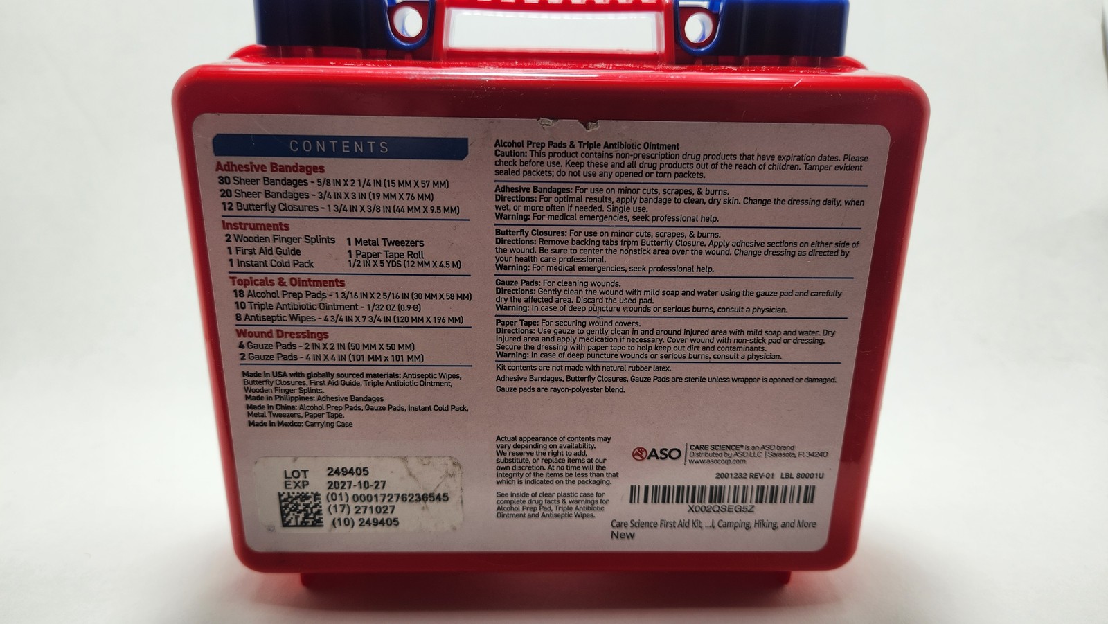 Care Science Essential First Aid Kit 110 Pieces Home Office Outdoor