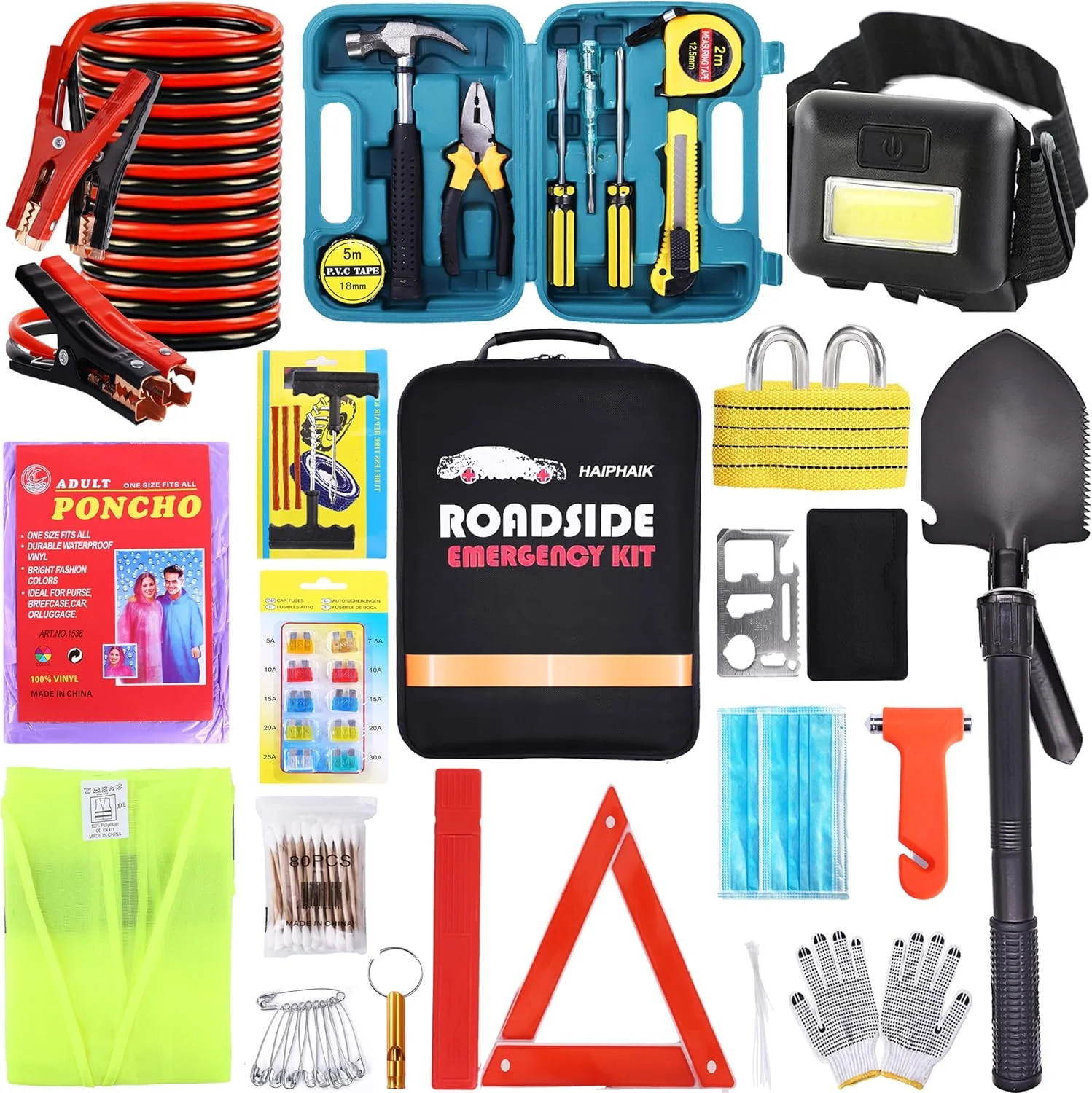 Car Emergency Kits for Vehicles with Jumper Cables Automotive Safety Kits | Road