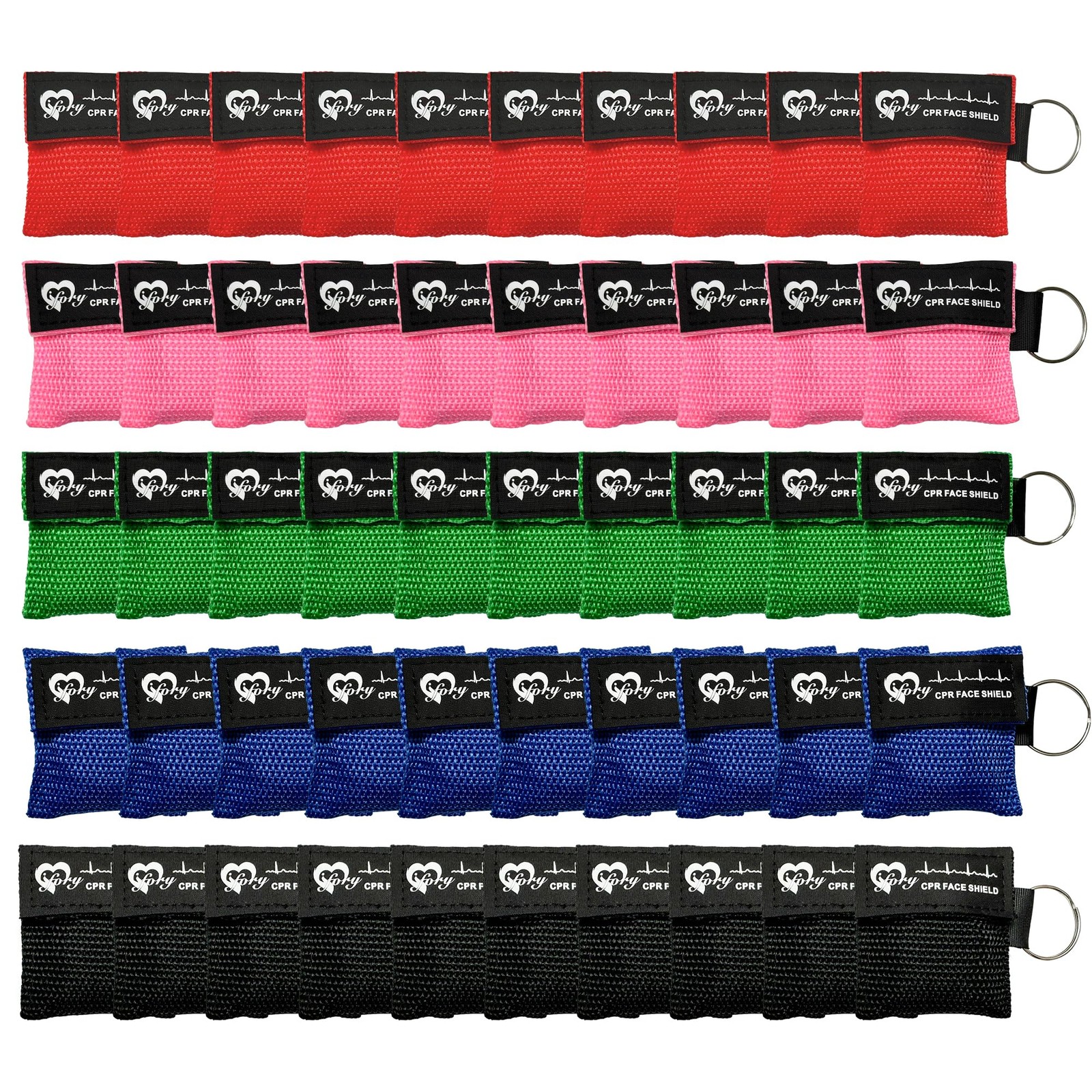 50 Packs CPR Shield with Keyring, CPR Pocket Keychain for Kit with Way Valve …
