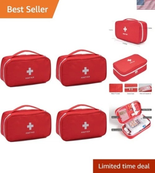 4Pcs Red Empty First Aid Bag Portable Medical Storage Bag Mini Emergency Surv…