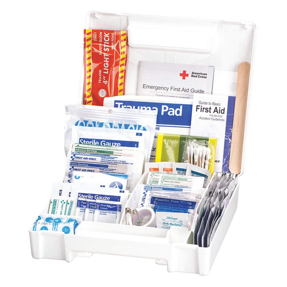 AMERICAN RED CROSS 711340 First Aid Kit w/House,138pcs,2.5×8",WHT 46G227