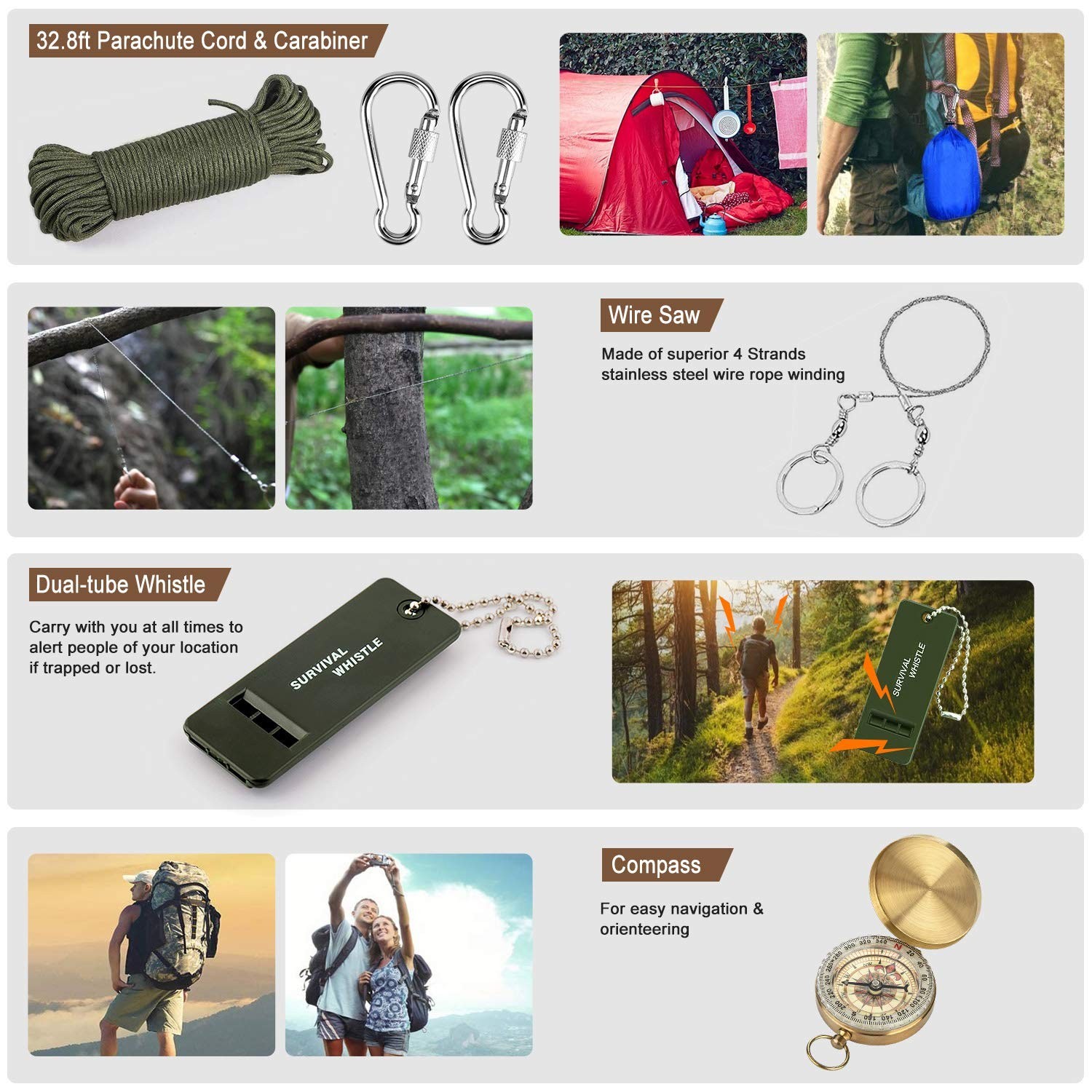 238Pcs Emergency Survival & First Aid Kit, Tactical Gear with Molle Pouch & Tent