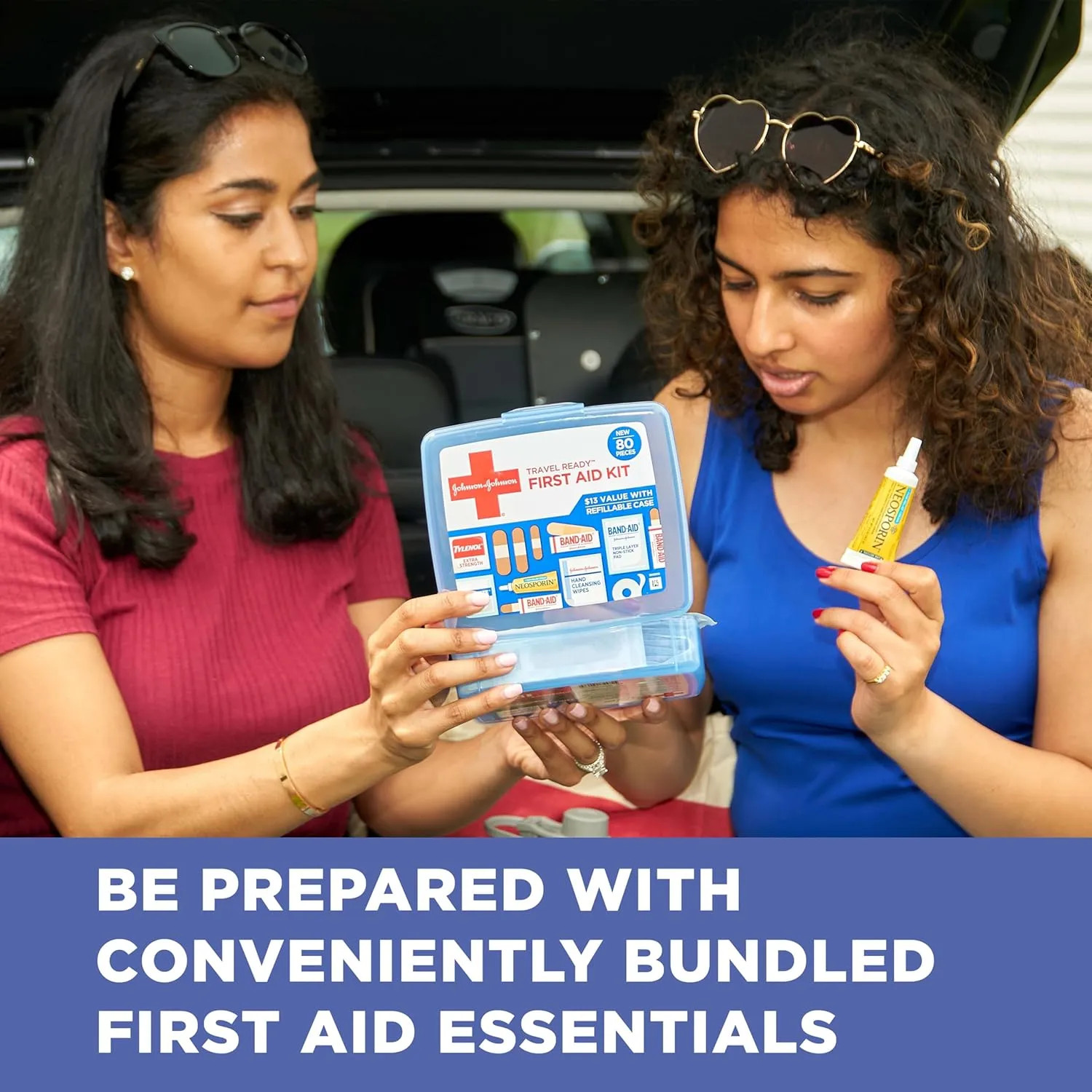 BAND-AID Travel Ready First Aid Kit 80 Piece Portable Emergency Wound Care Set