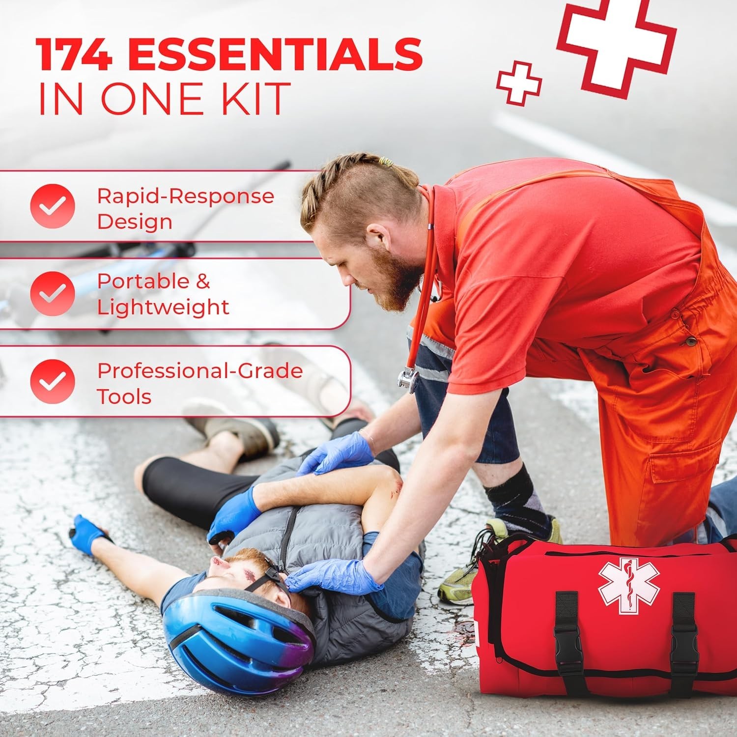 Fully Stocked EMT Trauma Bag – Tactical First Responder Medical Kit